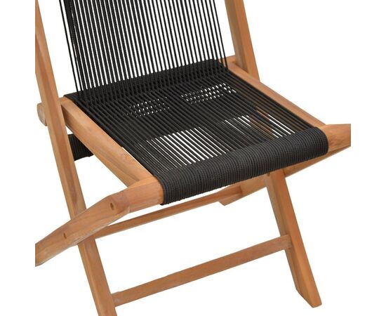 Καρέκλα Banou pakoworld πτυσσόμενη teak ξύλο και pe σχοινί σε μαύρη απόχρωση 52.5x56x89εκ - ΚΑΡΕΚΛΕΣ - ΠΟΛΥΘΡΟΝΕΣ ΕΣ. στο Milonadakis.gr