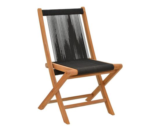 Καρέκλα Banou pakoworld πτυσσόμενη teak ξύλο και pe σχοινί σε μαύρη απόχρωση 52.5x56x89εκ - ΚΑΡΕΚΛΕΣ - ΠΟΛΥΘΡΟΝΕΣ ΕΣ. στο Milonadakis.gr