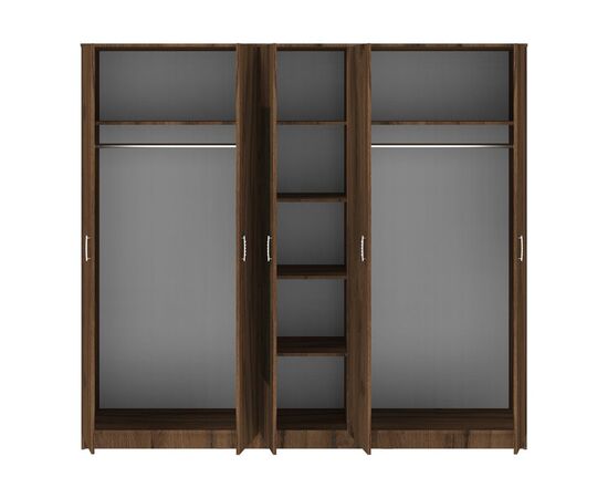 Ντουλάπα πεντάφυλλη με καθρέφτη Luna pakoworld καρυδί-oak 220x52x200εκ - ΝΤΟΥΛΑΠΕΣ στο Milonadakis.gr