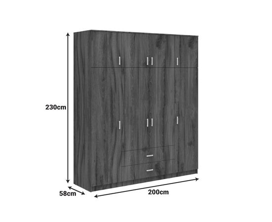 Ντουλάπα τετράφυλλη με συρτάρια Royal pakoworld καρυδι-oak 200x58x230εκ - ΝΤΟΥΛΑΠΕΣ στο Milonadakis.gr