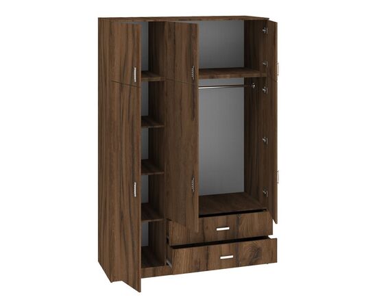 Ντουλάπα τρίφυλλη με συρτάρια Royal pakoworld καρυδι-oak 150x58x230εκ - ΝΤΟΥΛΑΠΕΣ στο Milonadakis.gr