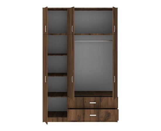 Ντουλάπα τρίφυλλη με συρτάρια Royal pakoworld καρυδι-oak 150x58x230εκ - ΝΤΟΥΛΑΠΕΣ στο Milonadakis.gr