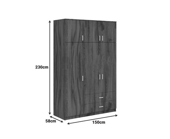 Ντουλάπα τρίφυλλη με συρτάρια Royal pakoworld καρυδι-oak 150x58x230εκ - ΝΤΟΥΛΑΠΕΣ στο Milonadakis.gr