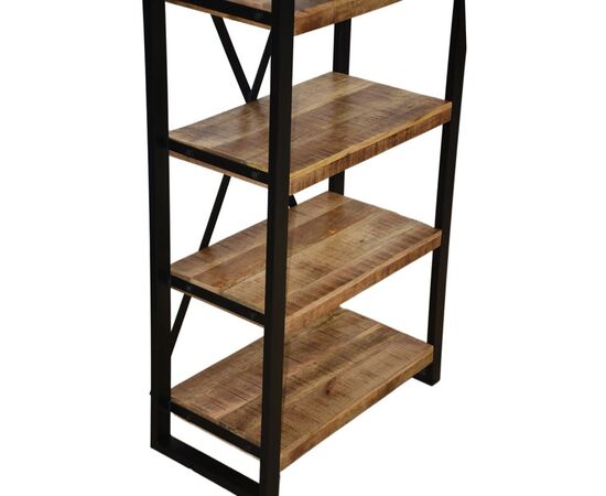 Βιβλιοθήκη Miles pakoworld mango ξύλο σε φυσική-μαύρη απόχρωση 80x40x180εκ - ΒΙΒΛΙΟΘΗΚΕΣ στο Milonadakis.gr