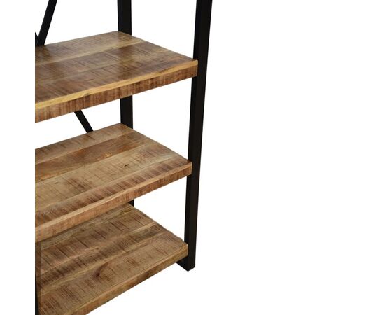 Βιβλιοθήκη Miles pakoworld mango ξύλο σε φυσική-μαύρη απόχρωση 80x40x180εκ - ΒΙΒΛΙΟΘΗΚΕΣ στο Milonadakis.gr