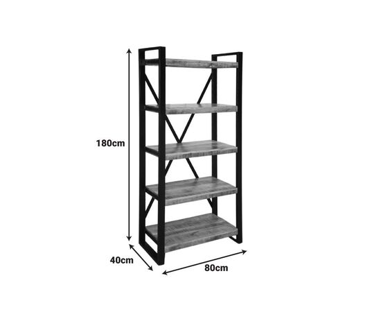 Βιβλιοθήκη Miles pakoworld mango ξύλο σε φυσική-μαύρη απόχρωση 80x40x180εκ - ΒΙΒΛΙΟΘΗΚΕΣ στο Milonadakis.gr