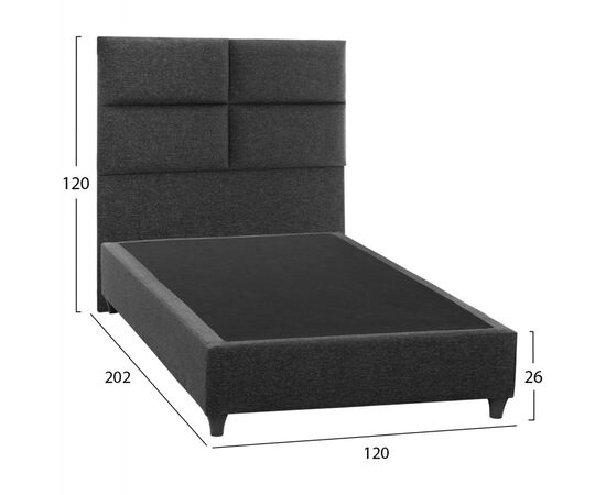 ΚΡΕΒΑΤΙ MILO ΑΠΟ ΓΚΡΙ ΥΦΑΣΜΑ HM646.01 ΓΙΑ ΣΤΡΩΜΑ 120x200 εκ. - ΚΡΕΒΑΤΙΑ στο Milonadakis.gr