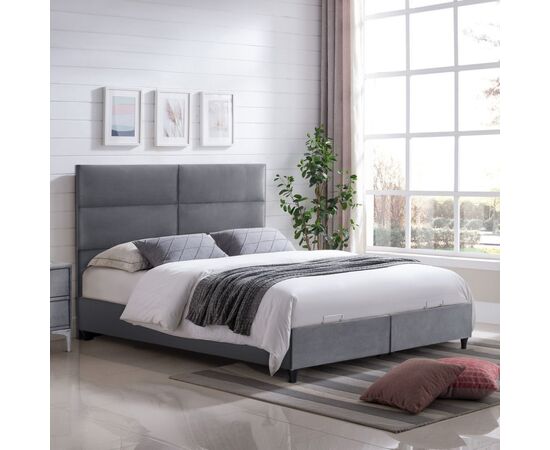 ΚΡΕΒΑΤΙ MILO ΜΕ ΑΠΟΘΗΚΕΥΤΙΚΟ ΑΠΟ ΓΚΡΙ ΒΕΛΟΥΔΟ HM622.10 ΓΙΑ ΣΤΡΩΜΑ 160x200 εκ. - ΚΡΕΒΑΤΙΑ στο Milonadakis.gr