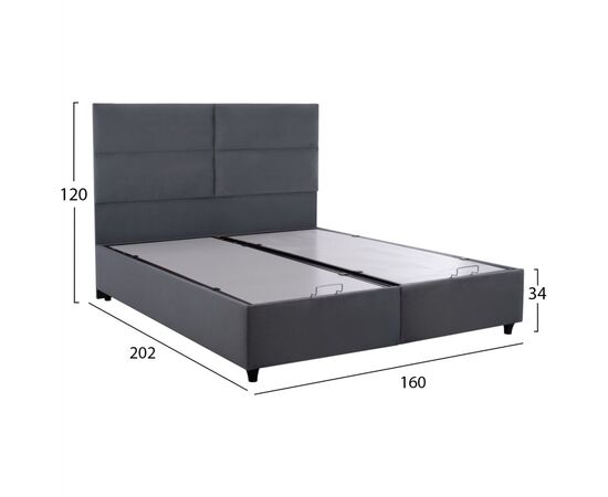 ΚΡΕΒΑΤΙ MILO ΜΕ ΑΠΟΘΗΚΕΥΤΙΚΟ ΑΠΟ ΓΚΡΙ ΒΕΛΟΥΔΟ HM622.10 ΓΙΑ ΣΤΡΩΜΑ 160x200 εκ. - ΚΡΕΒΑΤΙΑ στο Milonadakis.gr