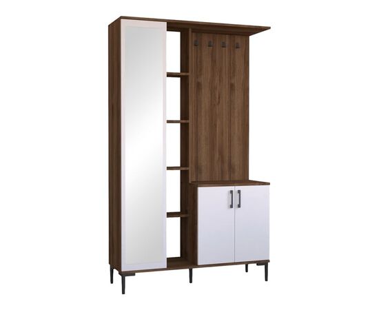 Έπιπλο εισόδου Melena pakoworld με καθρέπτη-κρεμάστρα λευκό-καρυδί 120x37.5x199εκ - ΕΠΙΠΛΑ ΕΙΣΟΔΟΥ στο Milonadakis.gr