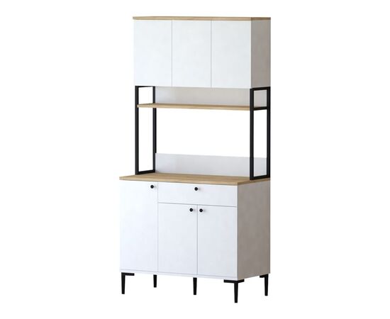 Ντουλάπια κουζίνας Lenner pakoworld λευκό-sonoma 90x45x184εκ - ΜΠΟΥΦΕΔΕΣ-ΚΟΝΣΟΛΕΣ στο Milonadakis.gr