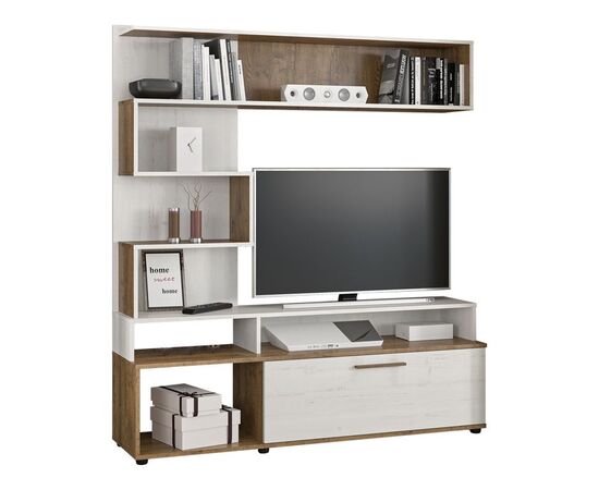 Σύνθετο σαλονιού Jasper pakoworld καρυδί-αντικέ λευκό 151.5x37.5x169.5εκ - ΕΠΙΠΛΑ ΤΗΛΕΟΡΑΣΗΣ στο Milonadakis.gr