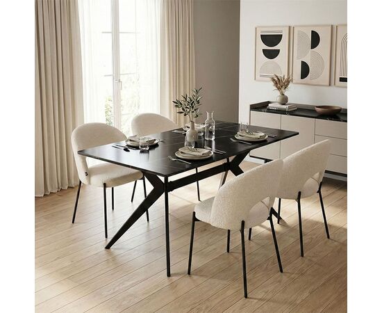 Τραπεζαρία με Καρέκλες Masebo Λευκό και Τραπέζι Ezali Μαύρο 140x80x75εκ Σετ 5τεμ - ΤΡΑΠΕΖΑΡΙΕΣ στο Milonadakis.gr