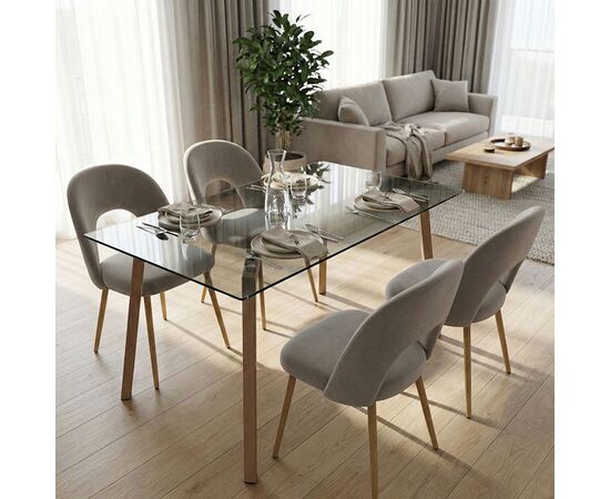 Τραπεζαρία με Καρέκλες Jonah Γκρι και Τραπέζι Titta γυαλί 120x70x75εκ Σετ 5τεμ - ΤΡΑΠΕΖΑΡΙΕΣ στο Milonadakis.gr