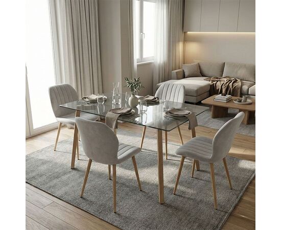 Τραπεζαρία με Καρέκλες Jelour Γκρι και Τραπέζι Titta Γυαλί 120x70x75εκ Σετ 5τεμ - ΤΡΑΠΕΖΑΡΙΕΣ στο Milonadakis.gr