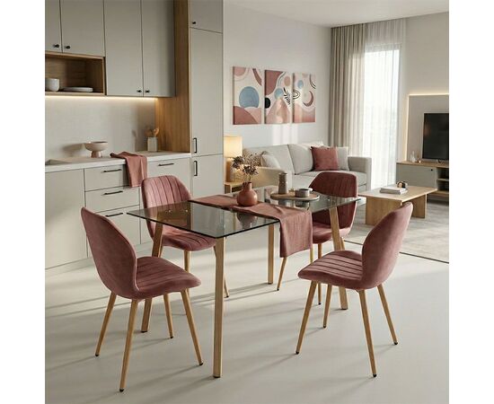 Τραπεζαρία με Καρέκλες Jelour Σάπιο Μήλο και Τραπέζι Titta Γυαλί 120x70x75εκ Σετ 5τεμ - ΤΡΑΠΕΖΑΡΙΕΣ στο Milonadakis.gr