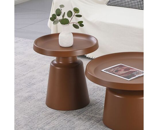 Βοηθητικό τραπέζι Ginoze pakoworld μέταλλο σε καφέ απόχρωση Φ50x50.5εκ - ΤΡΑΠΕΖΑΚΙΑ ΕΠΙΣΚΕΠΤΗ στο Milonadakis.gr