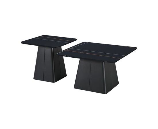 Τραπέζια σαλονιού Square pakoworld σετ 2 τεμ μέταλλο-sintered stone σε μαύρο μαρμάρου - ΤΡΑΠΕΖΑΚΙΑ ΣΑΛΟΝΙΟΥ στο Milonadakis.gr