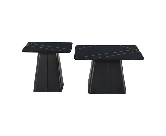 Τραπέζια σαλονιού Square pakoworld σετ 2 τεμ μέταλλο-sintered stone σε μαύρο μαρμάρου - ΤΡΑΠΕΖΑΚΙΑ ΣΑΛΟΝΙΟΥ στο Milonadakis.gr