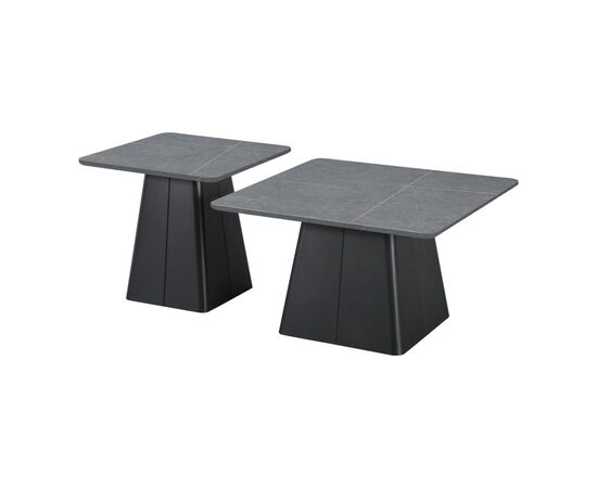 Τραπέζια σαλονιού Square pakoworld σετ 2 τεμ βάση μέταλλο σε μαύρη-sintered stone σε γκρι μαρμάρου - ΤΡΑΠΕΖΑΚΙΑ ΣΑΛΟΝΙΟΥ στο Milonadakis.gr