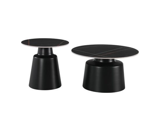 Τραπέζια σαλονιού Dualis pakoworld σετ 2 τεμ μέταλλο-sintered stone σε μαύρο μαρμάρου - ΤΡΑΠΕΖΑΚΙΑ ΣΑΛΟΝΙΟΥ στο Milonadakis.gr