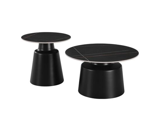 Τραπέζια σαλονιού Dualis pakoworld σετ 2 τεμ μέταλλο-sintered stone σε μαύρο μαρμάρου - ΤΡΑΠΕΖΑΚΙΑ ΣΑΛΟΝΙΟΥ στο Milonadakis.gr