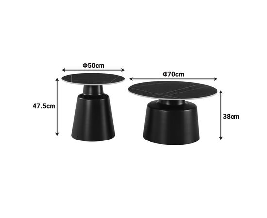 Τραπέζια σαλονιού Dualis pakoworld σετ 2 τεμ μέταλλο-sintered stone σε μαύρο μαρμάρου - ΤΡΑΠΕΖΑΚΙΑ ΣΑΛΟΝΙΟΥ στο Milonadakis.gr