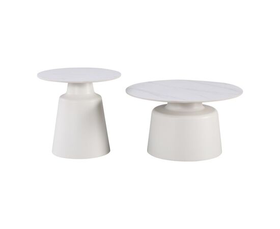 Τραπέζια σαλονιού Dualis pakoworld σετ 2 τεμ μέταλλο-sintered stone σε λευκό μαμρμάρου - ΤΡΑΠΕΖΑΚΙΑ ΣΑΛΟΝΙΟΥ στο Milonadakis.gr