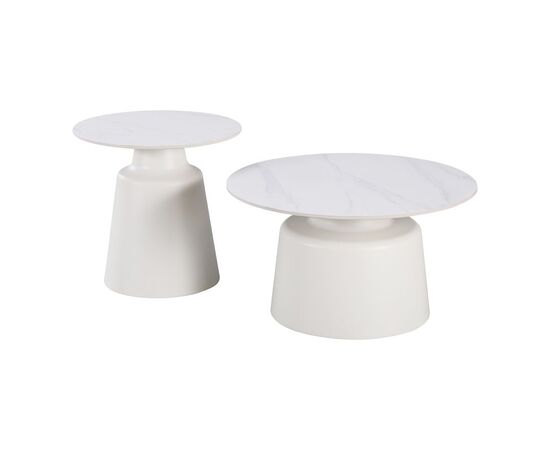 Τραπέζια σαλονιού Dualis pakoworld σετ 2 τεμ μέταλλο-sintered stone σε λευκό μαμρμάρου - ΤΡΑΠΕΖΑΚΙΑ ΣΑΛΟΝΙΟΥ στο Milonadakis.gr