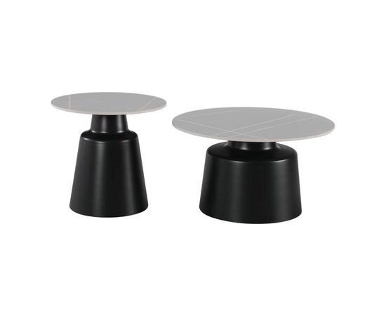 Τραπέζια σαλονιού Dualis pakoworld σετ 2 τεμ μαυρο μέταλλο-sintered stone σε γκρι μαρμάρου - ΤΡΑΠΕΖΑΚΙΑ ΣΑΛΟΝΙΟΥ στο Milonadakis.gr