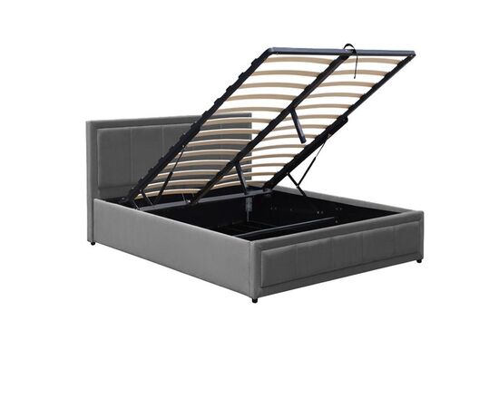Κρεβάτι Huga pakoworld με αποθηκευτικό χώρο βελούδο ανθρακί 120x200εκ - ΚΡΕΒΑΤΙΑ στο Milonadakis.gr