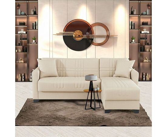 Γωνιακός καναπές-κρεβάτι αναστρέψιμος Stashio pakoworld ύφασμα κρεμ 202x143x84εκ - ΚΑΝΑΠΕΔΕΣ-ΣΑΛΟΝΙΑ στο Milonadakis.gr