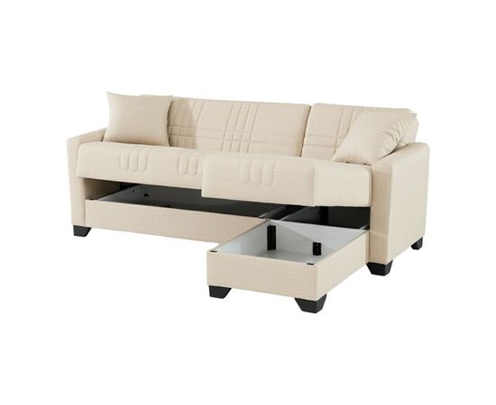 Γωνιακός καναπές-κρεβάτι αναστρέψιμος Stashio pakoworld ύφασμα κρεμ 202x143x84εκ - ΚΑΝΑΠΕΔΕΣ-ΣΑΛΟΝΙΑ στο Milonadakis.gr