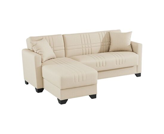 Γωνιακός καναπές-κρεβάτι αναστρέψιμος Stashio pakoworld ύφασμα κρεμ 202x143x84εκ - ΚΑΝΑΠΕΔΕΣ-ΣΑΛΟΝΙΑ στο Milonadakis.gr