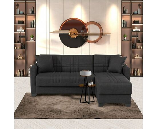 Γωνιακός καναπές-κρεβάτι αναστρέψιμος Stashio pakoworld ύφασμα ανθρακί 202x143x84εκ - ΚΑΝΑΠΕΔΕΣ-ΣΑΛΟΝΙΑ στο Milonadakis.gr