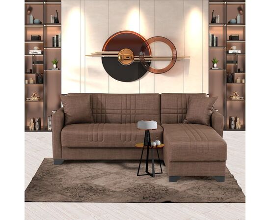 Γωνιακός καναπές-κρεβάτι αναστρέψιμος Stashio pakoworld ύφασμα καφε 202x143x84εκ - ΚΑΝΑΠΕΔΕΣ-ΣΑΛΟΝΙΑ στο Milonadakis.gr