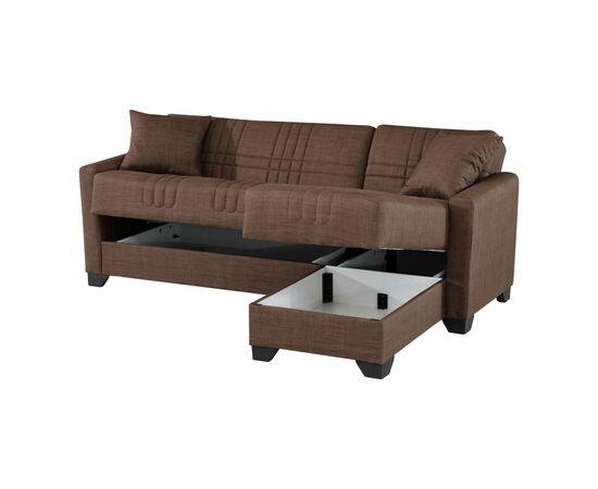 Γωνιακός καναπές-κρεβάτι αναστρέψιμος Stashio pakoworld ύφασμα καφε 202x143x84εκ - ΚΑΝΑΠΕΔΕΣ-ΣΑΛΟΝΙΑ στο Milonadakis.gr