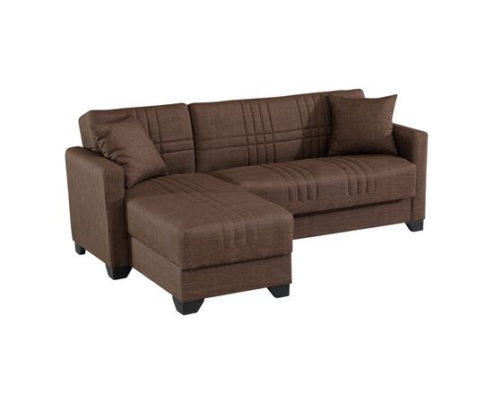 Γωνιακός καναπές-κρεβάτι αναστρέψιμος Stashio pakoworld ύφασμα καφε 202x143x84εκ - ΚΑΝΑΠΕΔΕΣ-ΣΑΛΟΝΙΑ στο Milonadakis.gr