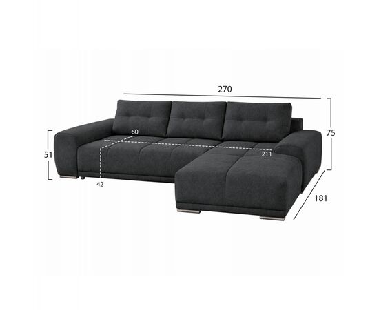 ΚΑΝΑΠΕΣ ΚΡΕΒΑΤΙ ΔΕΞΙΑ ΓΩΝΙΑ COMFYRA HM3336.01R ΓΚΡΙ ΥΦΑΣΜΑ 270x181x75Υεκ - ΚΑΝΑΠΕΔΕΣ-ΣΑΛΟΝΙΑ στο Milonadakis.gr