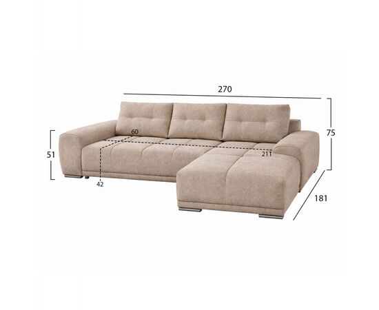 ΚΑΝΑΠΕΣ ΚΡΕΒΑΤΙ ΔΕΞΙΑ ΓΩΝΙΑ COMFYRA HM3336.03R ΜΠΕΖ ΥΦΑΣΜΑ 270x181x75Υεκ - ΚΑΝΑΠΕΔΕΣ-ΣΑΛΟΝΙΑ στο Milonadakis.gr