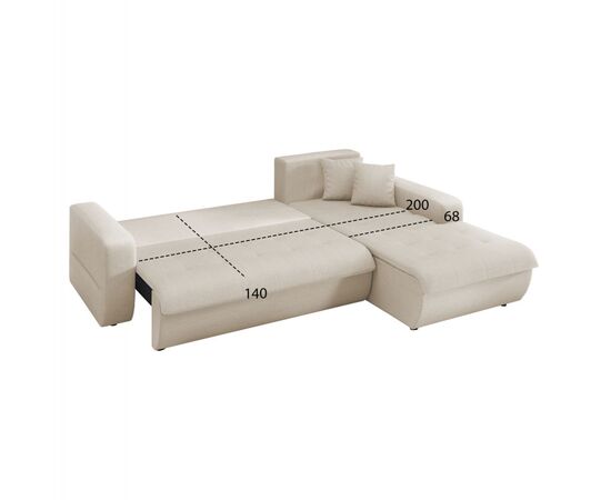 ΚΑΝΑΠΕΣ ΚΡΕΒΑΤΙ ΔΕΞΙΑ ΓΩΝΙΑ KANSO HM3338.03R ΜΠΕΖ ΥΦΑΣΜΑ 244x188x80Υεκ - ΚΑΝΑΠΕΔΕΣ-ΣΑΛΟΝΙΑ στο Milonadakis.gr