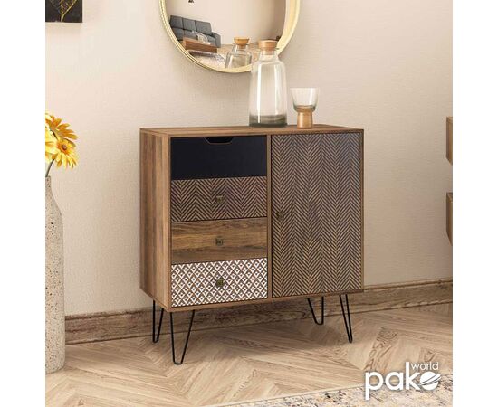 Συρταριέρα Boho pakoworld με συρτάρια-ντουλάπι καρυδί μεταλλικά πόδια 79,5x39,5x86εκ - ΣΥΡΤΑΡΙΕΡΕΣ - ΤΟΥΑΛΕΤΕΣ στο Milonadakis.gr