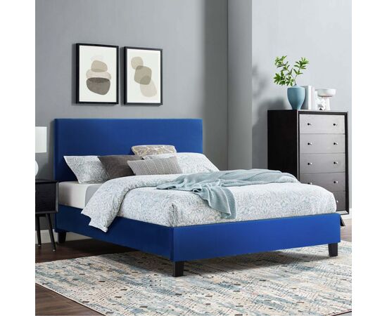 ΚΡΕΒΑΤΙ BECCA ΑΠΟ ΒΕΛΟΥΔΟ ΜΠΛΕ HM553.18 ΓΙΑ ΣΤΡΩΜΑ 150x200 εκ. - ΚΡΕΒΑΤΙΑ στο Milonadakis.gr