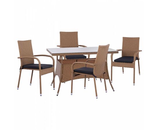 ΣΕΤ ΤΡΑΠΕΖΑΡΙΑΣ 5ΤΜΧ ΤΡΑΠ. 120Χ70 & ΠΟΛΥΘΡΟΝΕΣ WICKER RATTAN ΜΠΕΖ ΚΑΦΕ HM11711.32 - ΣΕΤ ΤΡΑΠΕΖΑΡΙΕΣ στο Milonadakis.gr