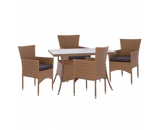 ΣΕΤ ΤΡΑΠΕΖΑΡΙΑΣ 5ΤΜΧ ΤΡΑΠ. 120Χ70 & ΠΟΛΥΘΡΟΝΕΣ WICKER RATTAN ΜΠΕΖ ΚΑΦΕ HM11712.32 - ΣΕΤ ΤΡΑΠΕΖΑΡΙΕΣ στο Milonadakis.gr