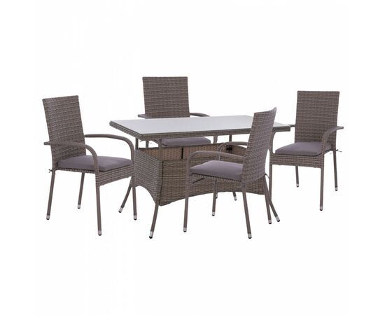 ΣΕΤ ΤΡΑΠΕΖΑΡΙΑΣ 5ΤΜΧ ΤΡΑΠ. 120X70 & ΠΟΛΥΘΡΟΝΕΣ WICKER RATTAN ΓΚΡΙ HM11711.31 - ΣΕΤ ΤΡΑΠΕΖΑΡΙΕΣ στο Milonadakis.gr