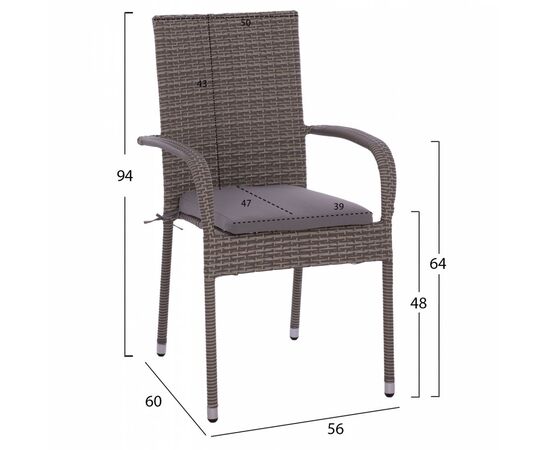 ΣΕΤ ΤΡΑΠΕΖΑΡΙΑΣ 5ΤΜΧ ΤΡΑΠ. 150Χ90 & 6 ΠΟΛΥΘΡΟΝΕΣ WICKER RATTAN ΓΚΡΙ HM11715.01 - ΣΕΤ ΤΡΑΠΕΖΑΡΙΕΣ στο Milonadakis.gr