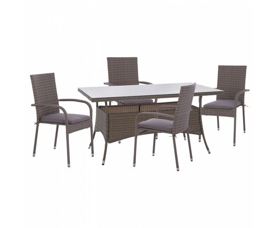 ΣΕΤ ΤΡΑΠΕΖΑΡΙΑΣ 5ΤΜΧ ΤΡΑΠ. 150Χ90 & ΠΟΛΥΘΡΟΝΕΣ WICKER RATTAN ΓΚΡΙ HM11713.01 - ΣΕΤ ΤΡΑΠΕΖΑΡΙΕΣ στο Milonadakis.gr