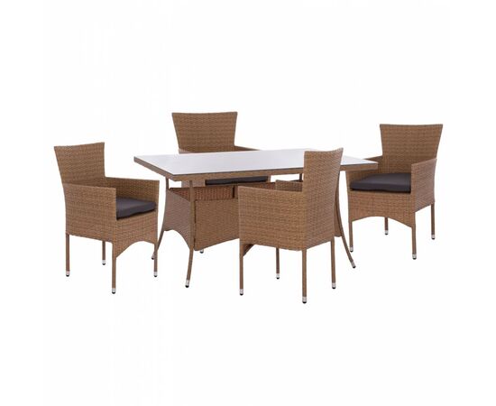 ΣΕΤ ΤΡΑΠΕΖΑΡΙΑΣ 5ΤΜΧ ΤΡΑΠ. 150Χ90 & ΠΟΛΥΘΡΟΝΕΣ WICKER RATTAN ΜΠΕΖ ΚΑΦΕ HM11714.02 - ΣΕΤ ΤΡΑΠΕΖΑΡΙΕΣ στο Milonadakis.gr