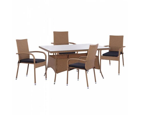 ΣΕΤ ΤΡΑΠΕΖΑΡΙΑΣ 5ΤΜΧ ΤΡΑΠ. 150Χ90 & ΠΟΛΥΘΡΟΝΕΣ WICKER RATTAN ΜΠΕΖ ΚΑΦΕ HM11713.02 - ΣΕΤ ΤΡΑΠΕΖΑΡΙΕΣ στο Milonadakis.gr